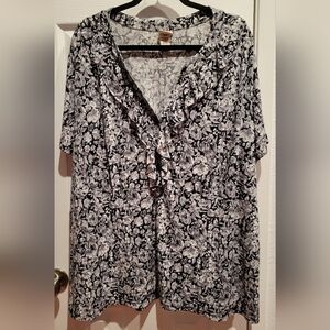 Covington Black and White Floral Blouse